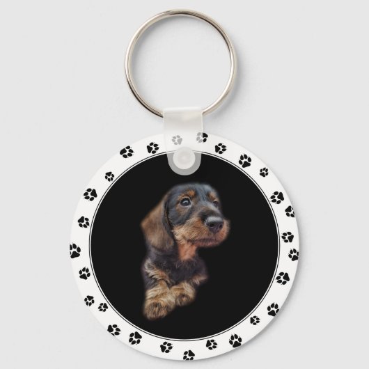 Dachshund Puppy Photo Sleutelhanger (Voorkant)