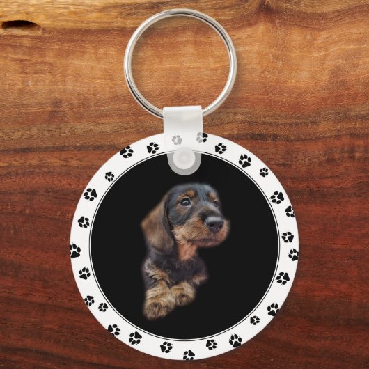 Dachshund Puppy Photo Sleutelhanger (Voorkant)