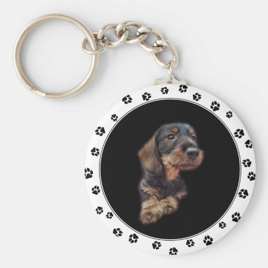 Dachshund Puppy Photo Sleutelhanger (Voorkant)