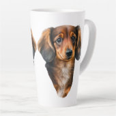 Dachshund Puppy Portrait Doxie Dog Latte Mok (Rechterhoek)