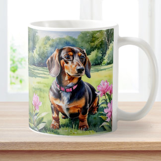 Dachshund Puppy Sausage Dog Schattig Doxie Waterve Koffiemok