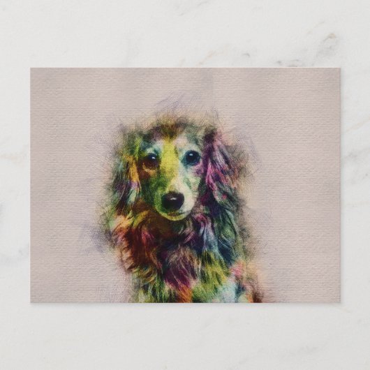 Dachshund Puppy Sketch Paint Briefkaart (Voorkant)