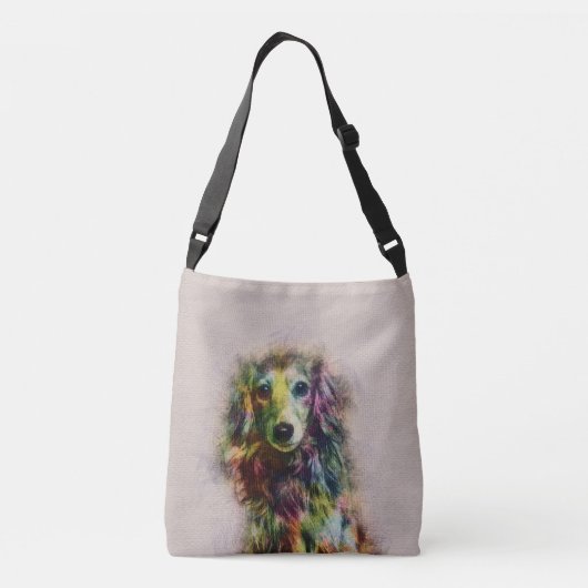 Dachshund Puppy Sketch Paint Crossbody Tas (Achterkant)