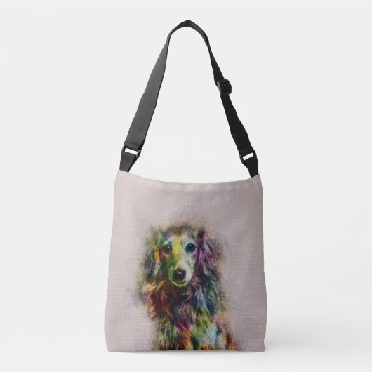Dachshund Puppy Sketch Paint Crossbody Tas (Voorkant)