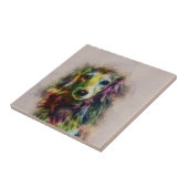 Dachshund Puppy Sketch Paint Tegeltje (Zijkant)