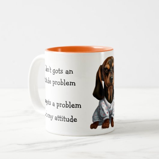 Dachshund Puppy Slechte houding Tweekleurige Koffiemok (Voorkant links)