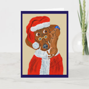 Dachshund Puppy vertelt Sinterklaas zijn kerstwens Kaart