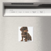 Dachshund Puppy Vierkante Magnet (Insitu (Vaatwasser))