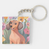 Dachshund Puppy | Watercolor Dog Pet Sleutelhanger (Achterkant)