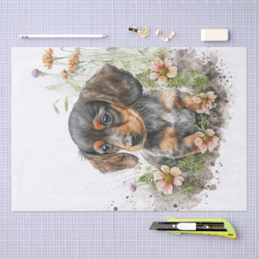 Dachshund Puppy Waterverf Tissuepapier (Craft)