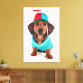 Dachshund Puppy Wearing Propeller Pet Canvas Afdruk (Insitu (Woonkamer))