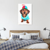 Dachshund Puppy Wearing Propeller Pet Canvas Afdruk (Insitu (Slaapkamer))