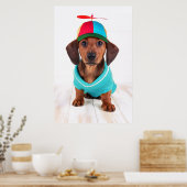 Dachshund Puppy Wearing Propeller Pet Poster (Keuken)