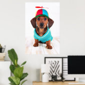 Dachshund Puppy Wearing Propeller Pet Poster (Thuiskantoor)