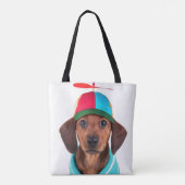 Dachshund Puppy Wearing Propeller Pet Tote Bag (Achterkant)