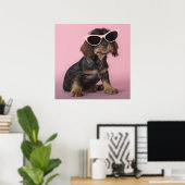 Dachshund Puppy Wearing Sunbril Poster (Thuiskantoor)