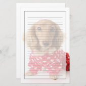 Dachshund Puppy Wearing Valentijns outfit Briefpapier (Voorkant / Achterkant)