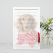 Dachshund Puppy Wearing Valentijns outfit Briefpapier (Staand voorkant)