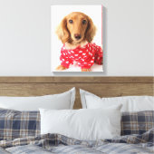 Dachshund Puppy Wearing Valentijns outfit Canvas Afdruk (Insitu (Slaapkamer))