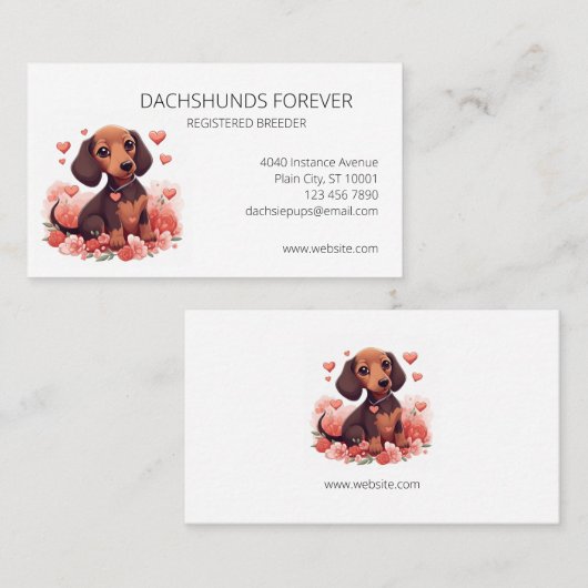 Dachshund Puppys Dog Breeder Visitekaartje (Voorkant / Achterkant)