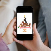 Dachshund Pyramid-kerstboomversieringen Feestdagenkaart