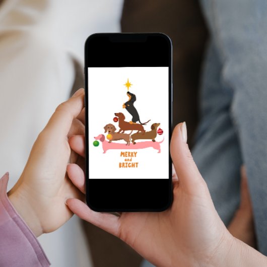 Dachshund Pyramid-kerstboomversieringen Feestdagenkaart