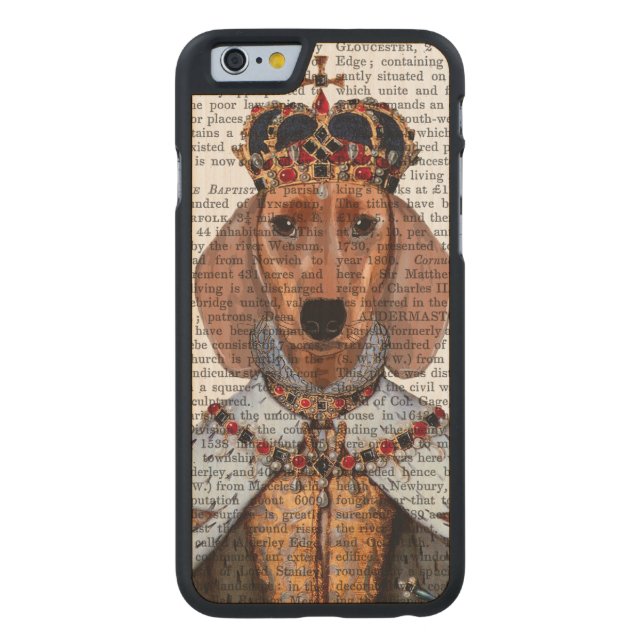 Dachshund Queen 2 Carved Wood iPhone Hoesje (Achterkant)
