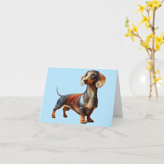 Dachshund Quilling ontwerp elke gelegenheid Kaart (Gele Bloem)