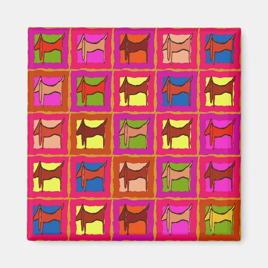 Dachshund Quilt Tiled Dogs Magneet (Voorkant)