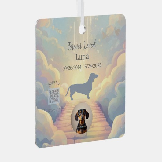 Dachshund Rainbow Bridge Memorial Ornament (Voorkant Rechts)