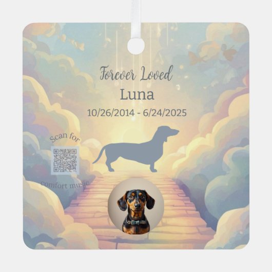 Dachshund Rainbow Bridge Memorial Ornament (Voorkant)