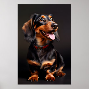 Dachshund Realisme Portret Verticaal Poster