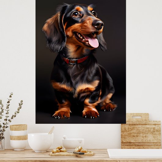 Dachshund Realisme Portret Verticaal Poster (Keuken)
