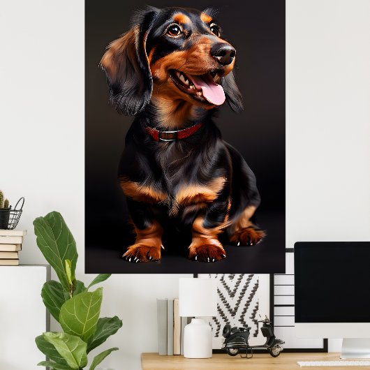 Dachshund Realisme Portret Verticaal Poster (Thuiskantoor)