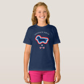 Dachshund Red White en Blue 4 juli Dog T-shirt (Voorkant volledig)