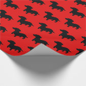 Dachshund Red Wrapping Paper Cadeaupapier (Hoek)