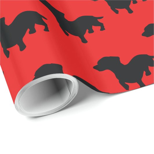 Dachshund Red Wrapping Paper Cadeaupapier (Rol Hoek)