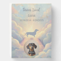 Dachshund Regenboogbrug Herdenkings Houten Bord