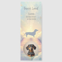 Dachshund Regenboogbrug memoriale bladwijzer op ma