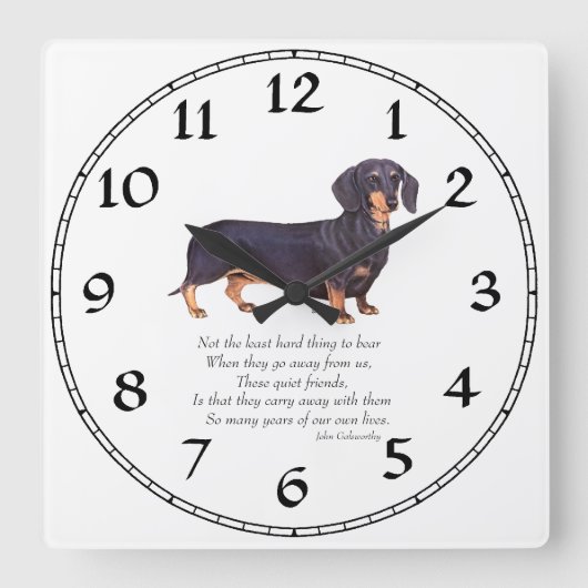 Dachshund Regenboogbrug Vierkante Klok (Voorkant)