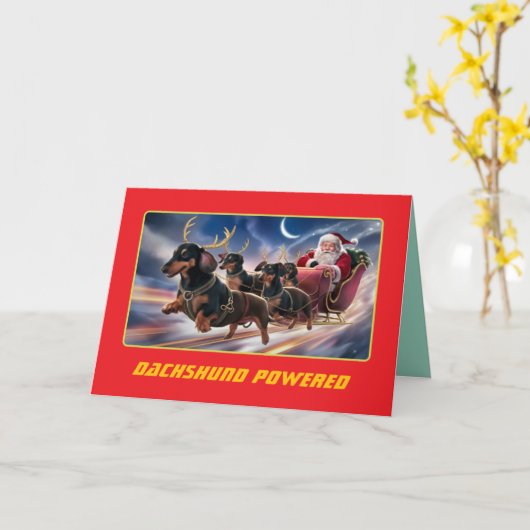 Dachshund Reindeer Kaart (Gele Bloem)