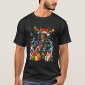 Dachshund Reindeer Kerstboom Lichten Pajama doen T-shirt (Voorkant)