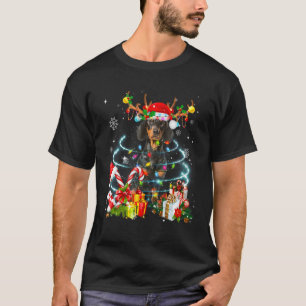 Dachshund Reindeer Kerstboom Lichten Pajama doen T-shirt