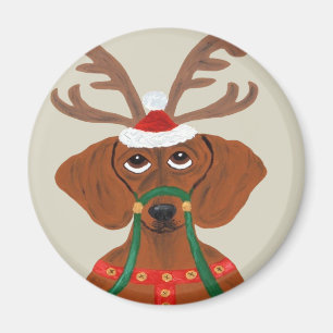 Dachshund Reindeer Magneet