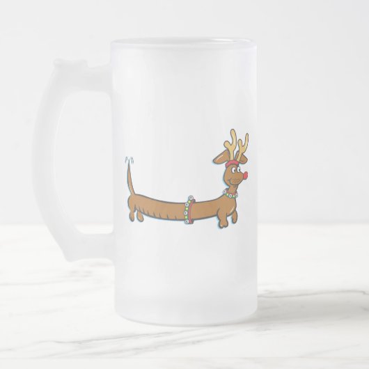 Dachshund Reindeer Matglas Bierpul (Links)