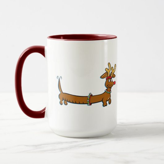 Dachshund Reindeer Mok (Links)