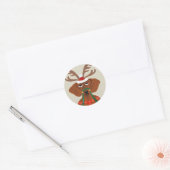 Dachshund Reindeer Ronde Sticker (Envelop)