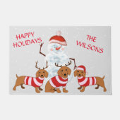 Dachshund Reindeer Snowman-kerstdecor Deurmat (Voorkant)
