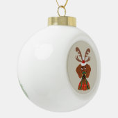 Dachshund Rendier Keramische Bal Ornament (Links)