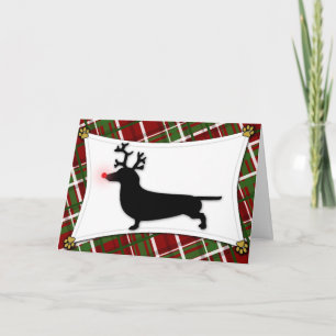 Dachshund Rendier Kerst Kaart